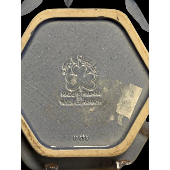 Irish Porcelain Hexagonal Ashtray With Equestrian Design 4.5" Wide Made In Irela - Picture 4 of 5